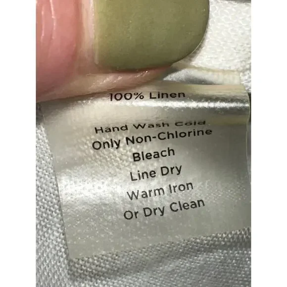 Talbots Irish Linen Button Up Blouse Gather Detail Waist Off white 12 Office - Picture 5 of 7